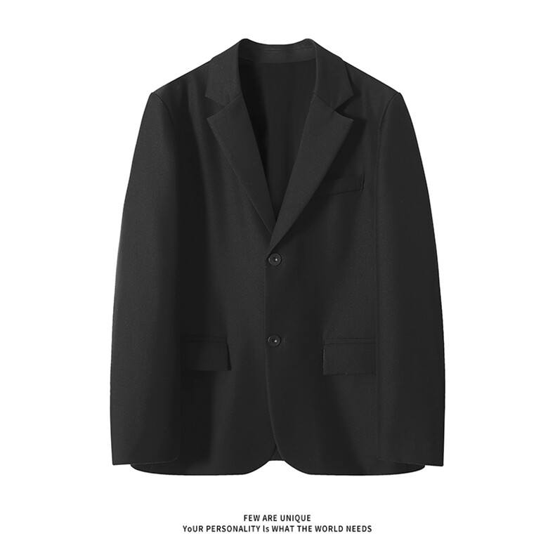 GENIOLAMODE高级感黑色休闲西装外套男士秋季廓形轻熟风西服新款,男装西服套装,电商A102
