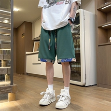 港风拼接休闲裤高街五分裤宽松直通短裤DK132P32，男装牛仔裤，星座1204-3