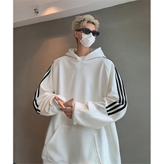 抖音得物高品质重磅全棉二开支持退换360克宽松织带连帽卫衣CM04，男装卫衣，电商A486