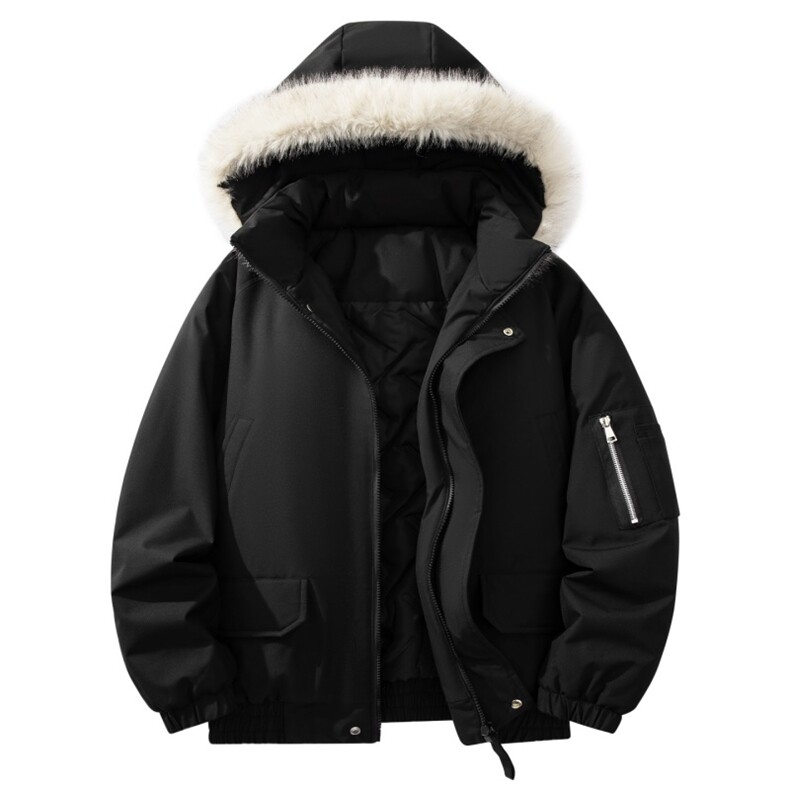 自家图有视频复古加绒毛领外套棉衣新款连帽派克棉服M2572p95，男装棉衣，电商D315