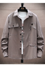 衬衣男新款纯棉工装翻领休闲时尚长袖衬衫XZ310B-3-CY805-P58，男装衬衫，星座310B-3