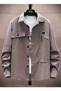 衬衣男新款纯棉工装翻领休闲时尚长袖衬衫XZ310B-3-CY805-P58图片