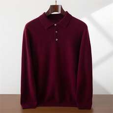 2025年秋季时尚百搭通勤简约男士羊绒衫平面polo领，男装羊绒套衫，蜜暖羊