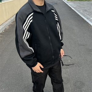抖音得物高品质 美式高街重磅结构织带拼接撞色立领卫衣外套 CM41图片