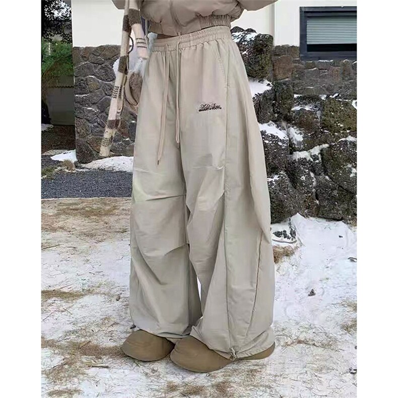网图阔腿裤子男秋冬加绒加厚美式复古褶皱伞兵工装裤-A2358JRP42,男装工装外套,电商B241