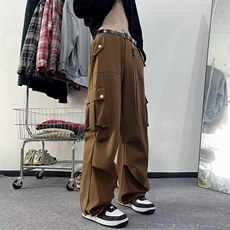 新款春秋美式复古大口袋工装裤男潮牌宽松直筒垂感裤子K528，男装休闲裤，星座1116A-1（原606A）