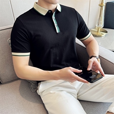 2026夏季新款织带高级感短袖T恤帅气翻领Polo衫T0281-P53，男装T恤，电商D342