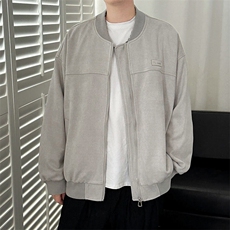 现货春秋季青少年麂皮绒夹克男港风拼接立领夹克外套-JK101-P105，男装夹克，电商A351