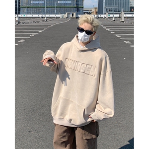 WY141-特P50控78 400克抖音品 秋季重磅麂皮钢印连帽卫衣外套图片