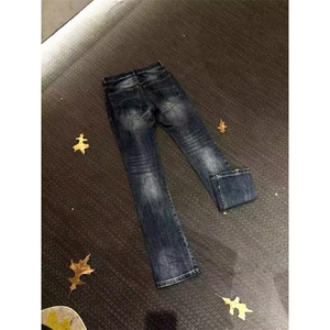 高级感烫钻窄版牛仔裤女2025春秋季新款高腰显瘦宽松直筒阔腿长裤图片