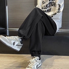 灰色运动裤男纯色百搭宽松束脚直筒篮球休闲裤子男款K606-1特批25，男装休闲裤，星座718-1