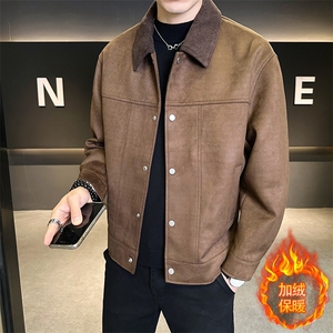 JK903R-P1602025秋冬时尚男士麂皮绒痞帅青年外套加绒加厚夹克衫