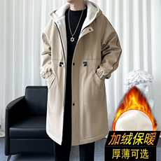 加绒风衣男中长款呢大衣男棉衣男F009薄P115加绒P135爆景一，男装风衣，星座401
