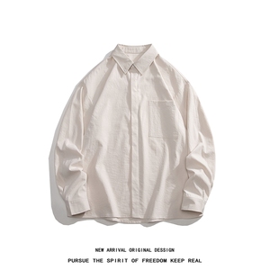 C172/P40秋装新款个性暗门襟长袖衬衫男大码宽松学生潮男衬衣上衣图片