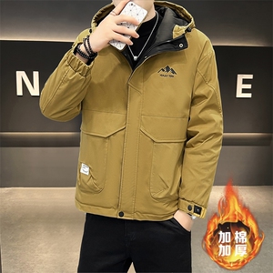 加棉加厚秋冬大码外套男士帅气连帽夹克潮流时尚男棉衣ZY801-P70图片