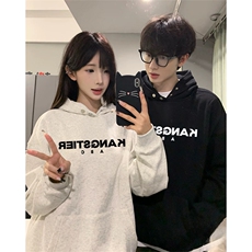抖音得物品质380克全棉美式宽松两粒扣印花连帽卫衣ACM2202，男装卫衣，电商A443