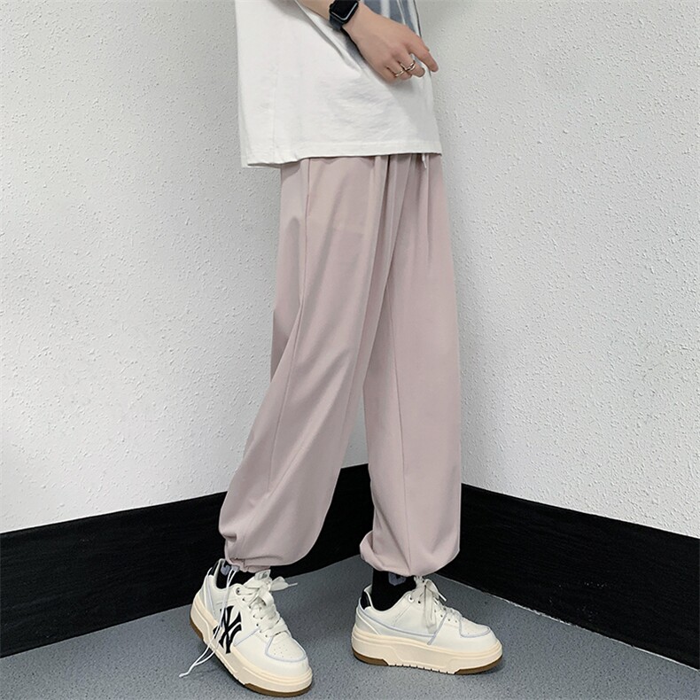 2023裤子夏季薄款冰丝弹力休闲裤宽松休闲裤313A-1-NK17-P35控48,男装休闲裤,星座808A-1