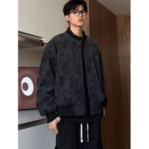 潮牌复古棒球服外套男士春秋2025新款飞行员机车PU皮夹克 J334图片