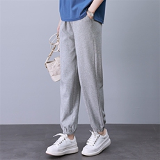时尚高腰显瘦休闲运动裤女夏季新款宽松百搭长裤，女装休闲裤，依恋蒂丝