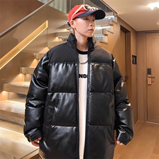 冬季加厚立领棉衣男潮流拼接宽松棉服皮棉袄青年A266-P00-P80，男装棉衣，电商A266