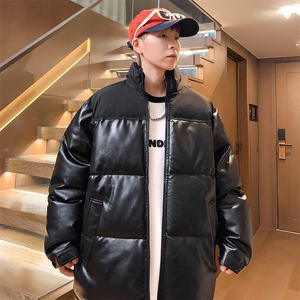 冬季加厚立领棉衣男潮流拼接宽松棉服皮棉袄青年A266-P00-P80图片