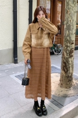 2025春季新款高级感设计镂空吊带连衣裙套装女时尚法式外套两件套，女装套装/套裙，浪娴服饰