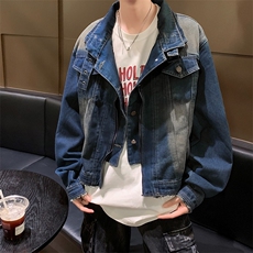 美式水洗做旧设计感短款牛仔夹克男双领机能高街痞帅外套-NY8807，男装夹克，星座601-2