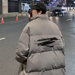 港风夜景冬款宽松字母印花百搭立领棉服A247-MY2102特批60控99图片