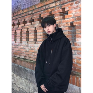 网络图现货  美式潮牌痞帅假两件连帽拉链加绒加厚卫衣JT1008-P58图片