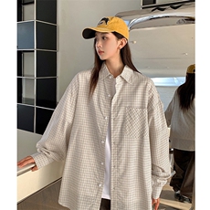 港风纯棉衬衫高级感设计耐磨格子衬衫休闲百搭MD-H557-特批45控79，男装衬衫，星座717