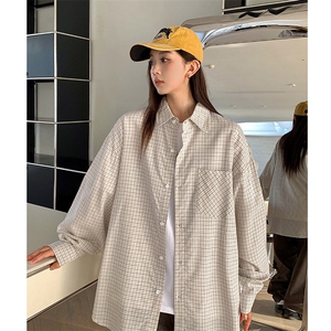 港风纯棉衬衫高级感设计耐磨格子衬衫休闲百搭MD-H557-特批45控79图片