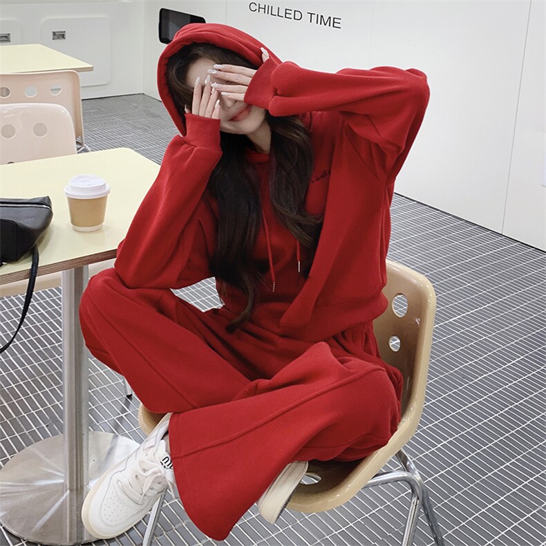 现货主推！！新年红加绒卫衣套装2C205-8968-P180-K268,女装套装/套裙,2C205