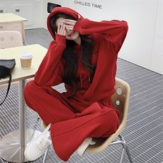 现货主推！！新年红加绒卫衣套装2C205-8968-P180-K268，女装套装/套裙，2C205