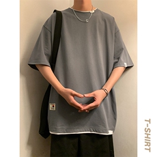GENIOLAMODE美式夏季纯棉短袖T恤男士复古简约百搭纯色潮牌青少年，男装T恤，星座717