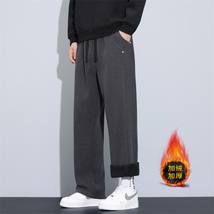 上新冬季加绒加厚华夫格设计感潮牌青少年运动裤子CK851加绒P48，女装休闲裤，星座301B-2（原A443-1）