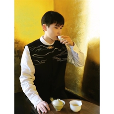 新中式马甲男端庄潮穿搭风刺绣圆领无袖坎肩MJ1044，男装背心/马甲，星座208-5