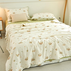 新款A类全棉双层纱夏被四件套大豆纤维全棉双层纱夏凉被，被套/被芯，一起卖家纺