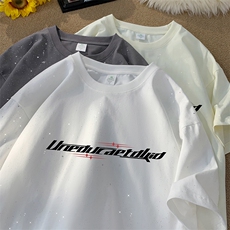量大优供抖音视频支持得物配合二开美式满天星亮片短袖T恤MTX196，男装T恤，电商A486