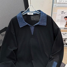 春秋衬衫上衣假两件拼接宽松休闲长袖套头卫衣7760P47，男装卫衣，星座410-2