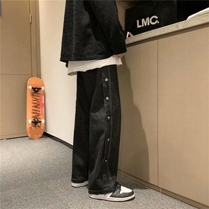 排扣牛仔裤男潮牌直筒宽松阔腿裤百搭炸街裤子痞帅长裤MK90-P40图片