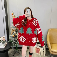 1506-1/MD3271圣诞毛衣/P46情侣装大码加厚圣诞毛衣女冬季韩版胖，男装针织衫/毛衣，星座1506-1