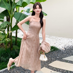 开衫马甲连衣裙两件套女2025夏新款设计感气质减龄收腰显瘦a字裙图片