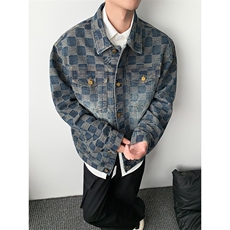 得物二开牛仔方格设计感百搭夹克外套男2026秋季新款JK1275-P85，男装夹克，星座1103-3