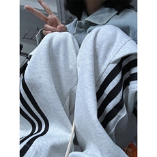 条纹休闲裤男秋季潮牌宽松垂感阔腿卫裤痞帅运动直筒裤子K151，男装休闲裤，星座1116A（原606A-3）