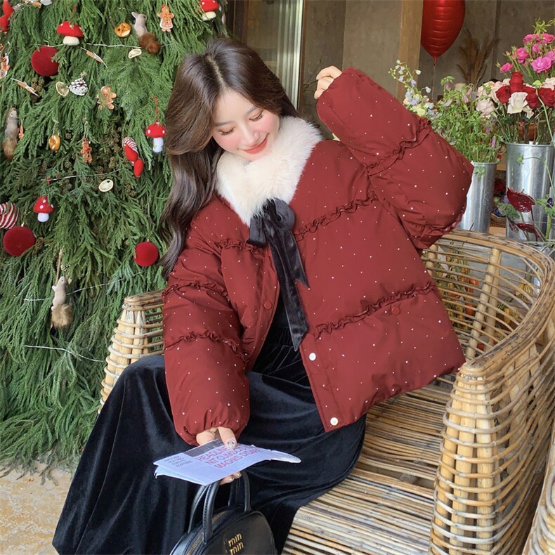 9852款-P300-K42890绒羽绒服（配真狐狸毛领）,女装羽绒服,2C011