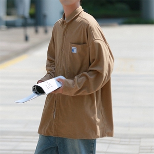 24秋装 港风日系复古灯芯绒衬衫长袖外套宽松bf中性风潮 H217/P45图片