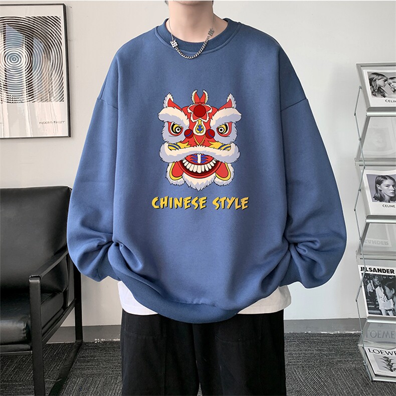 圆领卫衣男大码加厚加绒长袖t恤男S6185-P28加绒款-P33,男装卫衣,电商A040
