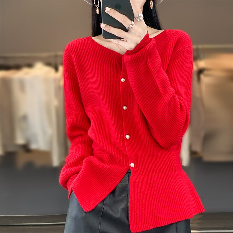 2025年秋季新款元宝针鱼尾式针织上衣时尚休闲，女装针织衫/毛衣，奢优羊绒