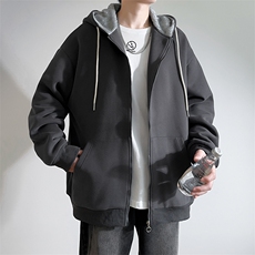 新款男百搭设计感连帽加厚港风白墙针织外套WT3416-P75控108，男装夹克，星座717