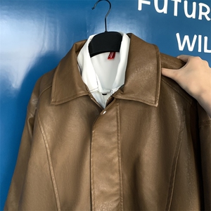 抖音直播！pu皮衣机车服宽松夹克男 CP40-特p65 控价：118图片